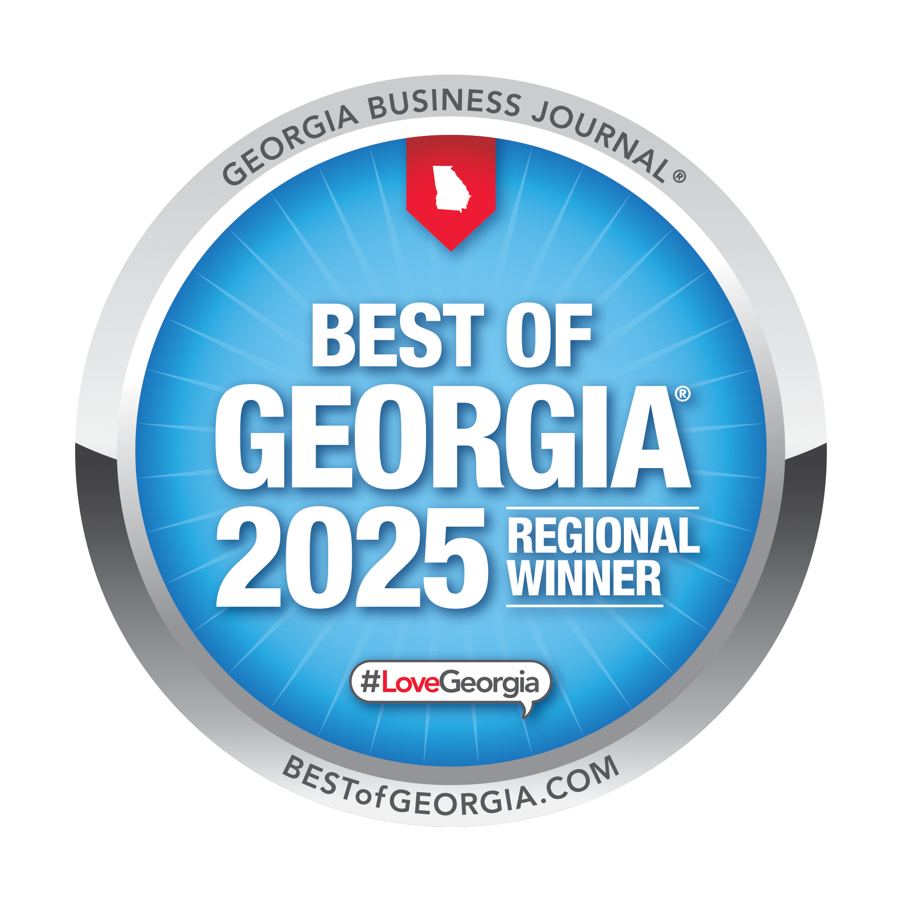 Best of Georgia 2025 Regional Winner badge by Georgia Business Journal, highlighting Specialty Aquatics and Consulting's community engagement and commitment to excellence.