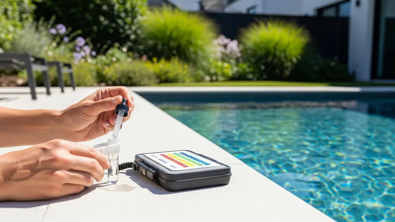Testing pool water chemistry using a portable test kit