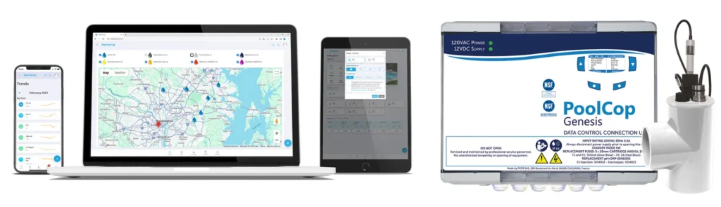 PoolCop automated water monitoring system for commercial pool water chemistry and remote monitoring