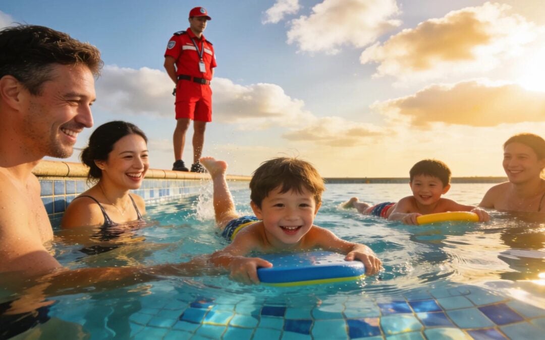 Family enjoying pool swim lessons and lifeguard safety in Atlanta and Florida Panhandle.